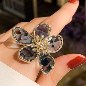 Trendy Fashion Hip-hop Grey Color Flower Shaped Ring